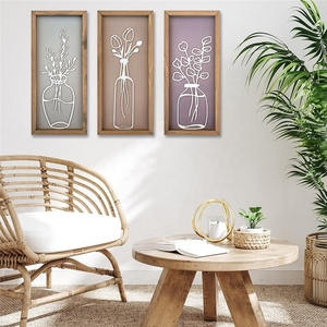 Decorazione Murale Floreale in Legno, <span class=keywords><strong>Quadro</strong></span> Botanico Incorniciato, Insegna Decorativa in Legno per Casa e <span class=keywords><strong>Cucina</strong></span>, Dipinti Paesaggistici Vintage Stile Fattoria - Product Image 4