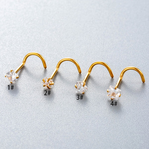 Tùy Chỉnh S Twist Thép Không Gỉ 3Mm Vòng Vuông Trái Tim Sao Zircon Mũi <span class=keywords><strong>Stud</strong></span> Cho Phụ Nữ Mũi Piercing Đồ Trang Sức - Product Image 2