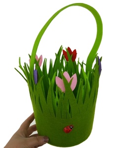 Green Grass Basket for handle Easter eggs decoration