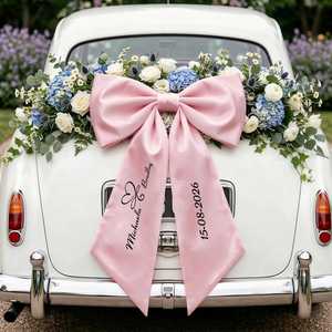 Décorations de voiture romantiques personnalisées, grand nœud en ruban pour accessoires photo de mariage, cérémonie, cadeaux de fête - Product Image 2