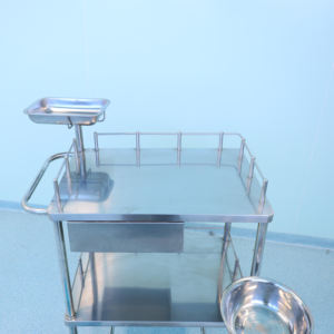 B7 이지클린 SUS201 스테인리스 스틸 트리트먼트 카트 3단 미끄럼 방지 가드레일 50kg 이동식 의료 카트 - Product Image 3