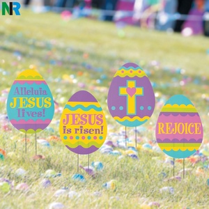 Letrero de Jardín Personalizable con Forma de Huevo de Conejo para Pascua, Impermeable, Decorativo para Fiestas de Pascua, con Estaca - Product Image 4