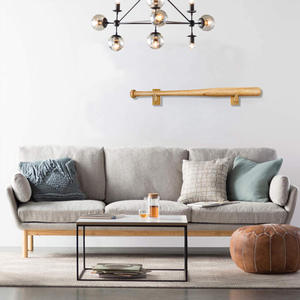 Porta Mazze <span class=keywords><strong>da</strong></span> Baseball Moderno Rettangolare <span class=keywords><strong>da</strong></span> <span class=keywords><strong>Parete</strong></span> in Legno con Organizzatore per Chiavi e Posta, Supporto Staccabile per Mazze, Spessore 4,5 cm, Bambù e Metallo Lucidato - Product Image 6