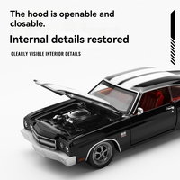 Modèle de voiture miniature authentique sous licence 1:24 Chevrolet 1970 en alliage, modèle de voiture en métal, Coche Modelo Del Metal, portes ouvrables
