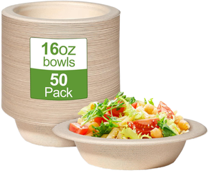 Eco Friendly <b>Disposable</b> Sugarcane Bagasse Bowl Compostable Biodegradable Heavy Duty Wedding Soup Salad Bowl for Takeaway Food - Product Image 1