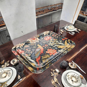 カスタムプリントロゴリサイクル高級ヴィンテージ花材食品保存メラミンフラワーラップトレイ朝食カトラリートレイセットバルク - Product Image 5