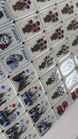 Tuiles de Mahjong Bleues et Blanches pour Halloween, 4 couches en acrylique, 160 pièces, design artistique squelette gothique, jeu de loisirs à domicile