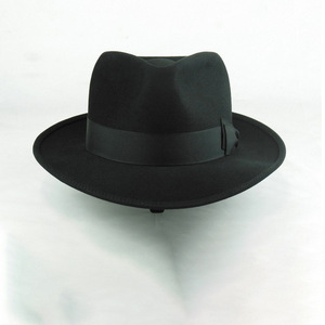 Chapeau Fedora noir avec chapeau décoratif de tissage en feutre de <span class=keywords><strong>laine</strong></span> <span class=keywords><strong>pure</strong></span> à bord court pour la pêche et la scène décontractée - Product Image 2