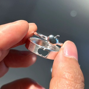 S925 Pure Silver Apple Ring for <b>Couples</b> Geometric Pattern with Layered Niche Design Creative Personality Versatile Birthday Gift - Product Image 5