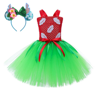 Costume d'Halloween pour filles, tenue de tutu avec oreilles d'alien ou d'animal, robe tutu en tulle à motif de dessin animé pour enfants, idéale pour anniversaire ou cosplay, avec bandeau à oreilles