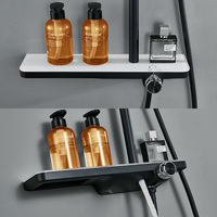 Ensemble de robinetterie de douche 3 voies apparente en laiton noir mat avec mitigeur de douche pluie et bec de baignoire