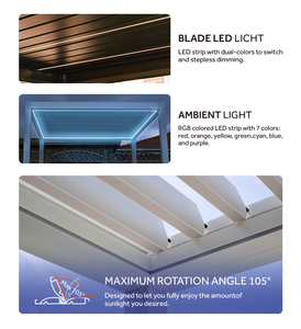 Design extérieur personnalisé Gazebo électrique étanche en aluminium persiennes de toit de patio blanches rétractables Pergola bioclimatique - Product Image 5