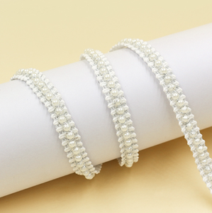 Handmade Fancy Thêu Hạt Ngọc Trai Pháp Ren Trims Cho Cổ Điển Hoa Dệt Quần Áo Chỉnh Trang - Product Image 4