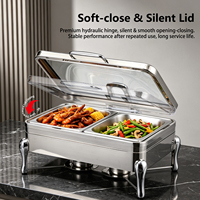 AIRUISI Autres fournitures hôtelières et de restauration – Réchaud de buffet en acier inoxydable 304 avec couvercle en verre hydraulique et support