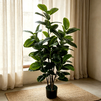 Objets décoratifs en gros, faux arbre Ficus Elastica, arbres artificiels en plastique, arrangements floraux, décoration intérieure et extérieure