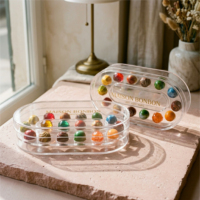 Conteneur ovale en plastique PS de qualité alimentaire jetable pour l'emballage de gâteaux et de mousses, boîte cadeau transparente pour pâtisserie