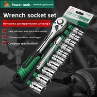 Kit d'outils de réparation automobile manuel Wynns 1/2 pouce avec clé à cliquet et douilles volantes grandes, moyennes et petites, emballé en boîte