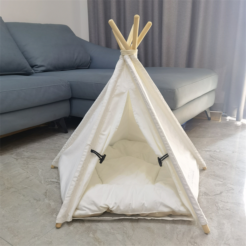 IWAYMAN Portable Pet Tents Pet Teepee with Cushion for Dogs and Cats Puppies House with Bed Pet Tent Bed