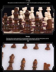 Cao cấp gấp bàn cờ bằng gỗ cho người lớn học sinh trung bình kích thước lớn gỗ rắn với miếng nhựa cho người mới bắt đầu học sinh - Product Image 6