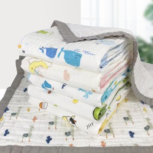 Manta de algodón puro para bebé, 1,1 m x 1,1 m, estampado de dibujos animados de seis capas, permeable al aire, para recién nacidos - Product Image 4