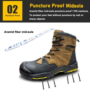 Chaussures de sécurité électriques imperméables Tiger Master en cuir nubuck, semelle en caoutchouc PU HRO, embout en fibre de verre, anti-perforation, isolation 18kV - Product Image 4
