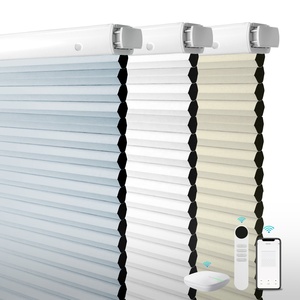 No Drill Built-In Double Cell Day Night Automatic Cordless Motorized Cellular <b>Shades</b> Honeycomb Blinds Plain - Product Image 1