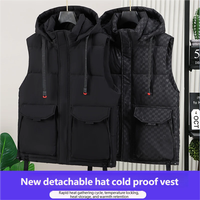 Gilet à fermeture éclair réversible décontracté pour hommes manteau à capuche épaissi d'hiver avec pince à outillage vêtements d'extérieur pour le travail