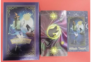 Jeu de tarot sorcière avec guide, 78 cartes holographiques sur le thème du chat et de la lune - Product Image 3