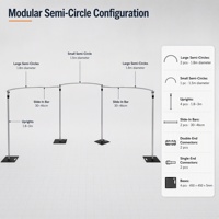 Stand Backdrop Setengah Lingkaran Ukuran Campuran 1.8m 1.5m Lengkung 4 Tiang yang Dapat Disesuaikan Konektor Modular Dekorasi Acara Pernikahan OEM ODM