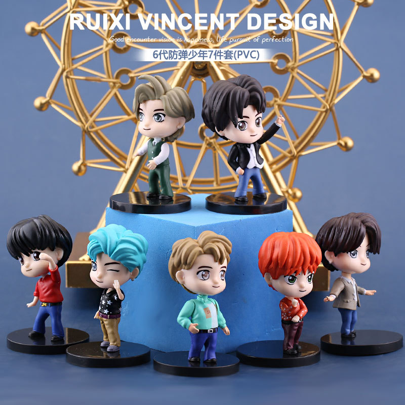 XRH V210823#7 Kpop Idol Group Bangtan Boys 8th 7PCS Model Figures