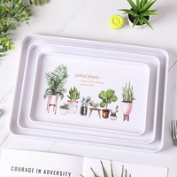 Plateau de service rectangulaire en mélamine, durable, de luxe léger, personnalisable, pour fruits, thé et desserts d'hôtel, vente en gros