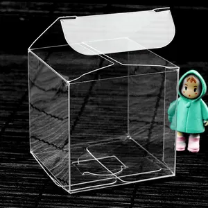 Small Clear PET Plastic Boxes Packaging Folding Transparent Packaging Favor Square 3x3 PVC Box
