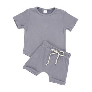 Vêtements pour enfants en gros : Ensembles côtelés en coton pour bébés, tenues pour enfants, ensembles courts pour bébés, personnalisables pour boutiques - Product Image 2
