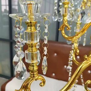 130cm Tall Crystal Glass Candelabra Centerpieces 9 Arms Tall Gold Candelabra On Sale