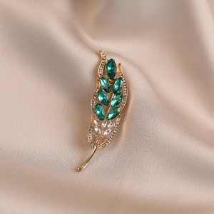 Broche de Lapela Requintado e Popular com Design de Espiga de Trigo e Flor, Incrustado com Vidro Colorido e Cristal, em Liga Metálica - Product Image 4