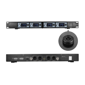 Gran oferta, sistema de micrófono de mano inalámbrico Lavalier UHF de 4 canales con pantalla LCD para <span class=keywords><strong>Karaoke</strong></span> y fiestas familiares, solapa XLR - Product Image 4
