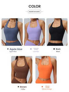 Soutien-gorge de sport sexy à bretelles croisées, haute performance, antichoc, pour la course, le fitness et le yoga ; en Spandex/Nylon ; design élégant au dos - Product Image 6
