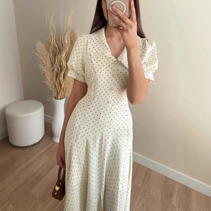 Vestido Largo de Verano 2025, Estilo Europeo Americano, Cuello en V, con Botones, Diseño de Ondas, <span class=keywords><strong>Moda</strong></span> Casual y Elegante para Exportación - Product Image 5