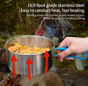 Juego de Utensilios de Cocina de Acero Inoxidable 304 <span class=keywords><strong>para</strong></span> <span class=keywords><strong>2</strong></span> Personas, Juego de Ollas de Cocina Portátiles de 8 Piezas <span class=keywords><strong>para</strong></span> Acampar, Senderismo y Supervivencia al Aire Libre - Product Image 6