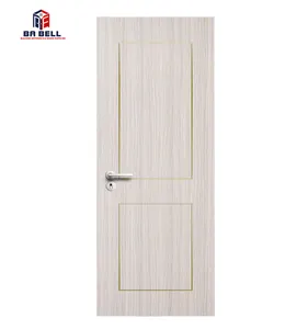 Italy light color with golden metal stripe laminated flush doors internal swing interior room timber door china supplier