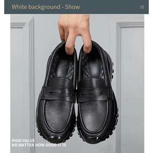 Chaussures en cuir de luxe pour hommes à bout pointu, mocassins à enfiler pour l'automne, formels, d'affaires et décontractés pour le bureau - Product Image 3