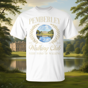 Camiseta Pemberley Walking Club blanca para adultos unisex con diseño Regency 1813 inspirada en Jane Austen - Product Image 3