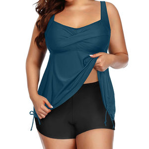 Tùy chỉnh phụ nữ cộng với kích thước Tankini áo tắm hai mảnh flowy đồ bơi tắm phù hợp với quần short - Product Image 5