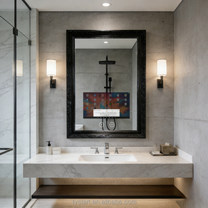 <span class=keywords><strong>Miroir</strong></span> de salle de bain rectangulaire intelligent à LED avec haut-parleur Bluetooth, éclairage frontal anti-buée, étanche IP65 - Product Image 1