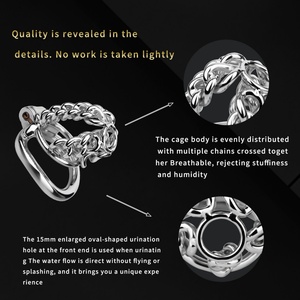 Dispositivo de Castidad Masculina FRRK, Jaula para Pene con 4 Tamaños de Anillos, Jaula de Castidad de Malla Metálica, Jaula de Bondage, Juguete Sexual para Hombres, Restricción de Pene - Product Image 6