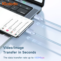 Mcdodo 367 Cable transparente colorido para portátil PD 100W E-Mark Nylon trenzado 1,2 m/2M USB C a Cable tipo C para Macbook Laptop Samsung
