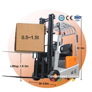 Çin shanding CE EPA 2WD 4WD off road 3 tekerlek küçük 1.5t 2t mini elektrikli kaldırıcı forklift istifleyici geçti