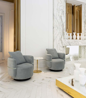 Fauteuil pivotant 360° en tissu, design architectural linéaire métallique, pour salon, club, lounge, studio, boutique