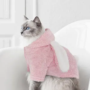 Pet Rabbit Kostüm Hooded Cute Cosy Warm Welpe Katze Coral Fleece Sweater