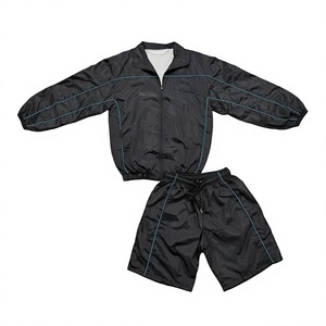 Conjunto deportivo de verano con logo personalizado, chándal estampado con cremallera para hombre, pantalones de entrenamiento de nailon transpirables, ropa deportiva urbana, conjunto cortavientos. - Product Image 1